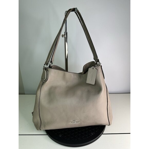 Coach Edie Shoulder Bag Gray/Taupe w/ Wallet (Coach F12034) - Picture 1 of 14